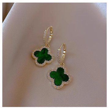 Сережки "LUX CLOVER"  у зеленому кольорі  553 фото
